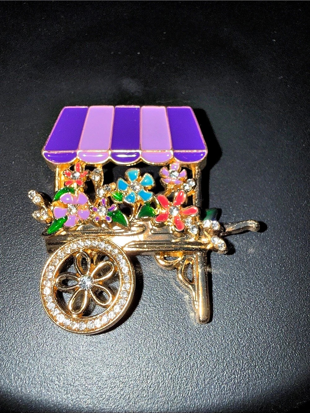 Colorful Purple Carnival Cart Brooch